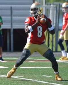 Notre Dame quarterback Malik Zaire throws a pass during practice at an NCAA football training camp Friday, Aug. 7, 2015, in Culver, Ind. (AP Photo/Joe Raymond)