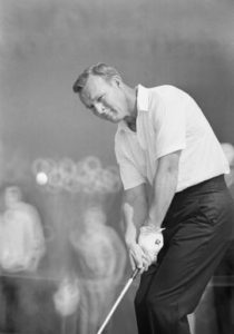 File-This April 5, 1967, file photo shows Arnold Palmer watching a drive in his final practice round for the Master Tournament at Augusta National Golf Club. Palmer, who made golf popular for the masses with his hard-charging style, incomparable charisma and a personal touch that made him known throughout the golf world as "The King," died Sunday, Sept. 25, 2016, in Pittsburgh. He was 87.  (AP Photo/BD, File)